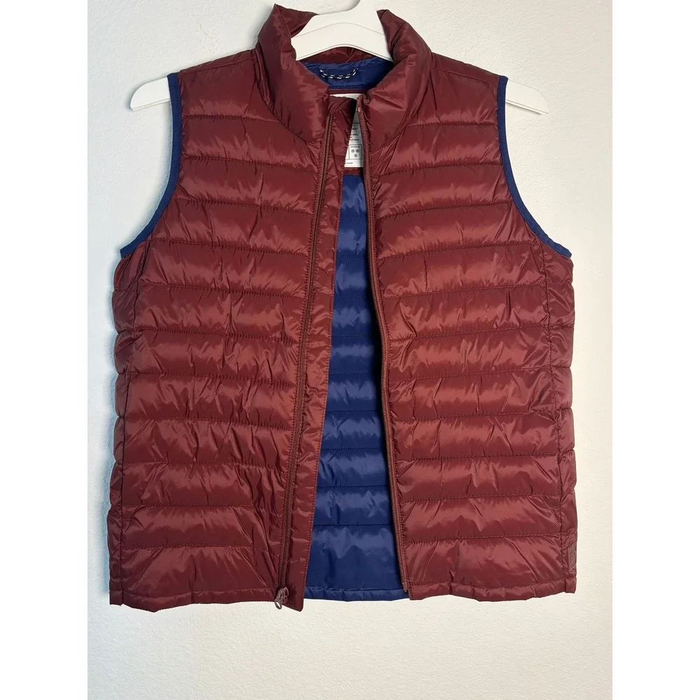 Gap Kids Boys L Lightweight Puffer Vest Burgundy Maroon Water Resistant Full Zip